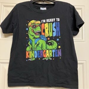 Boys Black ‘I’m Ready To Crush Kindergarten’ Dinosaur T-Rex T-Shirt Size XS